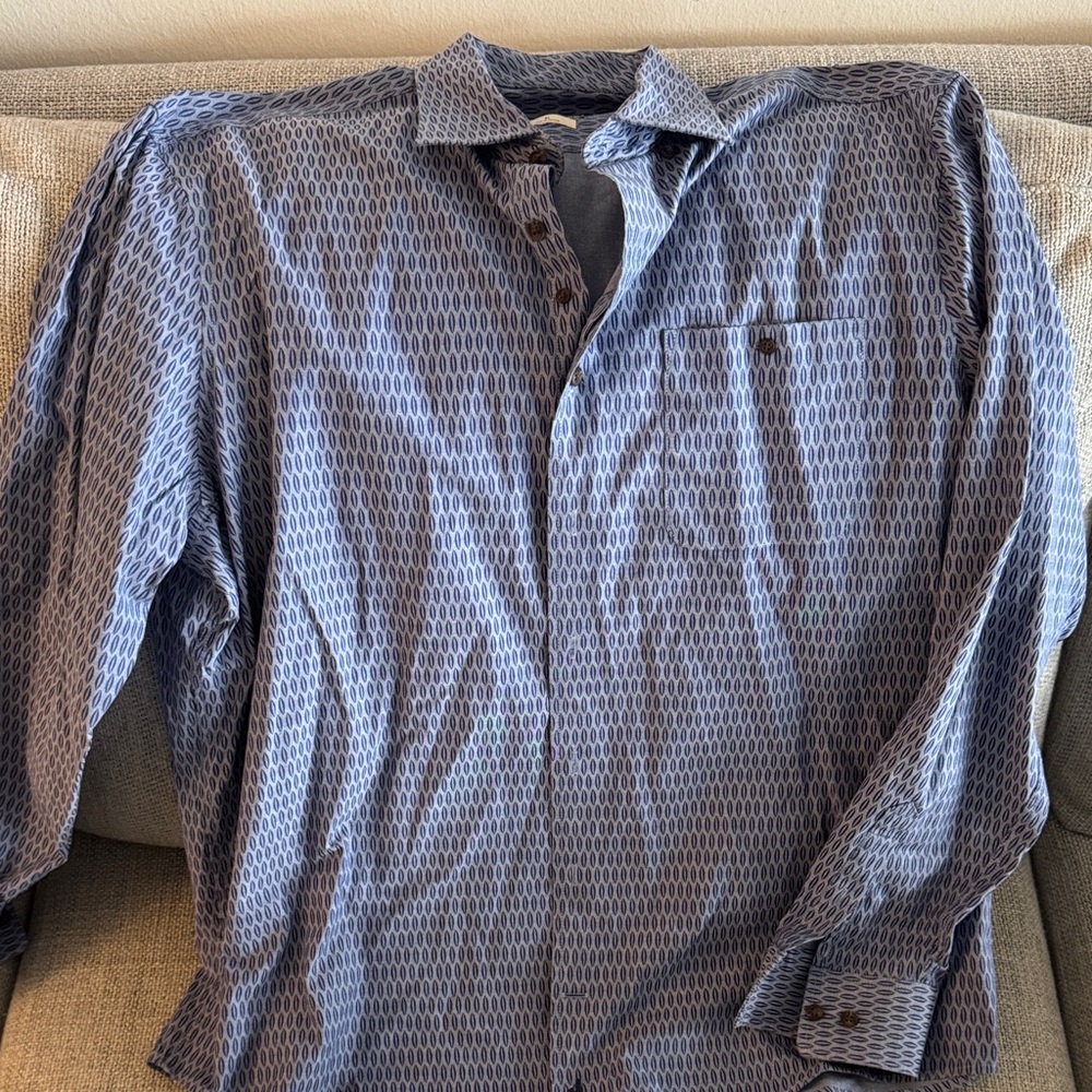johnnie-O Blue Patterned Casual Shirt